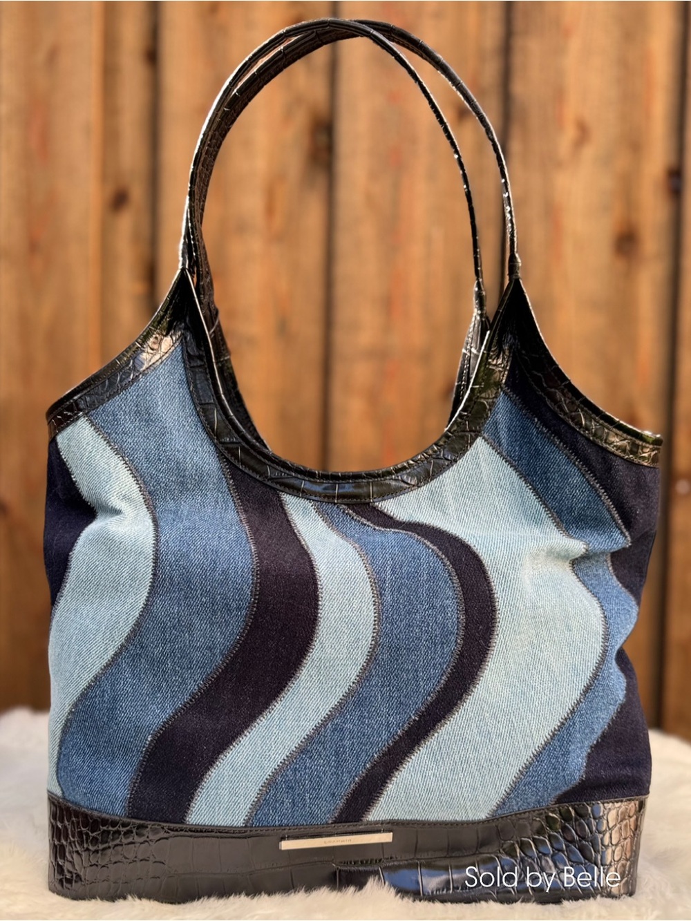 NWT Brahmin Denim Iona Retro Blue Lismore Leather Purse